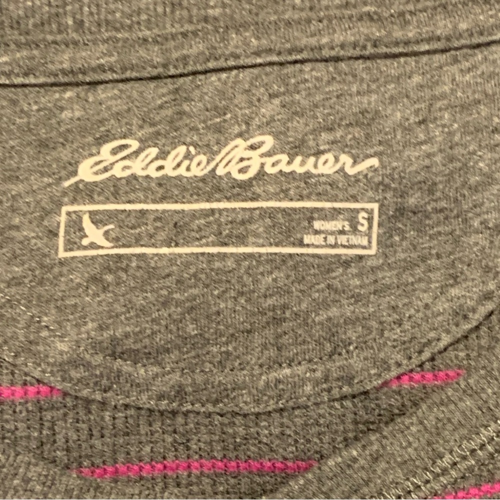 VGUC Eddie Bauer Grey w/Pink Stripe Long Sleeve Shirt - Picture 7 of 7